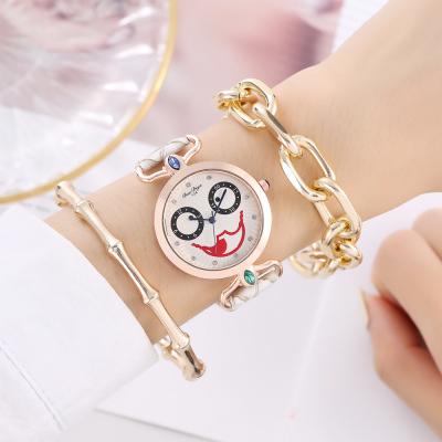 China Small Three Needle Clown Casual Chic Cute Smiley Face Quartz Watch With Bracelet Women Wristwatches for sale