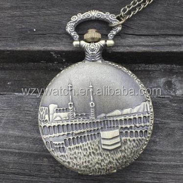 China Modern antique brass steampunk watch mosque carved pendant pocket watch necklace factory factory direct sale! for sale