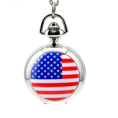 China Modern American Men's Enamel Pendant Pocket Watch In English Watch Factory Pocket Children's Flag Direct Sales for sale