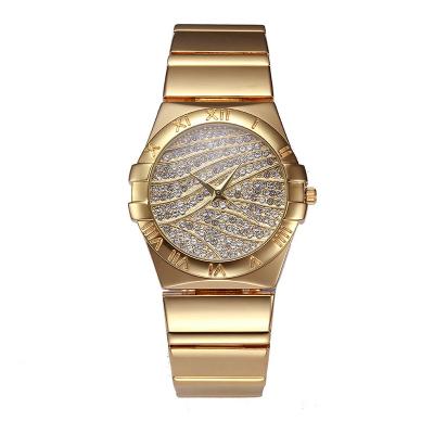 China Chinese Popular Luxury Pure Diamond Watch Golden Non-specific Exquisite Design Diamond Watch for sale