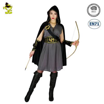 China Polyester Halloween Cosplay Party Huntress Costume Adult Stage Performance Female Archer Fancy Dress for sale