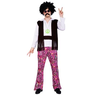 China Polyester Adult Mens Retro Hippe Party Costumes Costume Role Play Outfits Funny Hippie Costume for sale