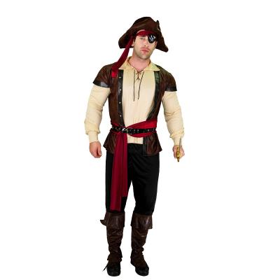 China Halloween Cool Men's Pirate Costume Party Clothes Cosplay Cool Pirate Costume With Eye Patch for sale