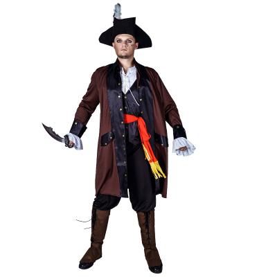 China Halloween Adult Cosplay Party Cool Cos Fancy Dress Men Pirate Stage Performance Costume With Hat for sale