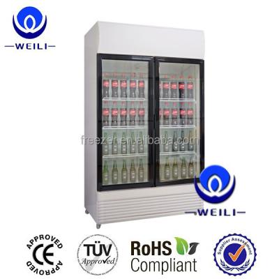 China Double Glass Door Single-Temperature Refrigerator Without Freezer for sale