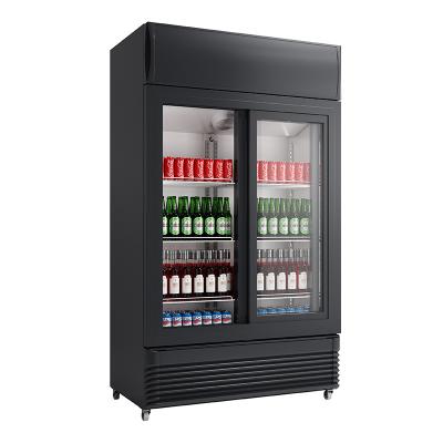 China WEILI COMPRESSOR Commercial Vertical Beverage Showcase Display Refrigerators With Glass Door Two Refrigerator Freezer Cooler for sale