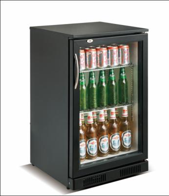 China Cool Single-temperature 118L Black Bar Fridge / Dual Display Fridges Under Counter Bar Beer Cooler Showcase Rear Freezer for sale