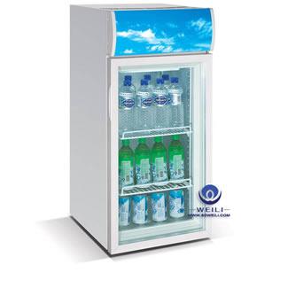 China 80L Single-temperature Table Top Showcase Drinks Door Freezer Mini Water Cooler Mini Glass Fridge for sale