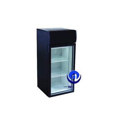 China Temperature Customized Sticker Logo Desk Top Glass Door Mini Refrigerator Freezer for sale