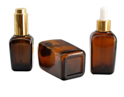 China Personal Care High Quality Square Essential Oil Bottle Amber Square Spray Amber Essential Oil Bottle With Dropper for sale