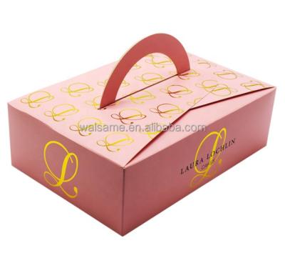 China Customized Recycled Materials To Take Away Disposable Cake Chocolate Candy Cupcake Paper Boxes With Handle for sale