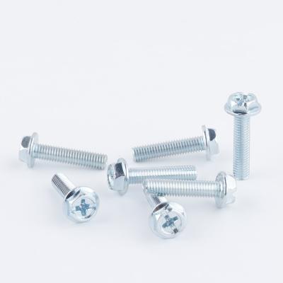 China Stainless Steel Hexagon Head Cross Recessed Flange Bolt Hex Serrated Steel Machine Screws for sale