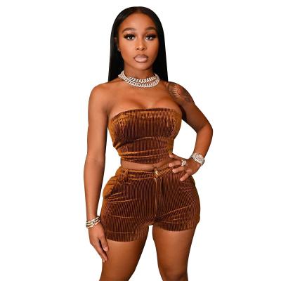 China Various Manufacture Factory Wholesale Backless Shoulderless Women Top Set Shorts QUICK DRY for sale