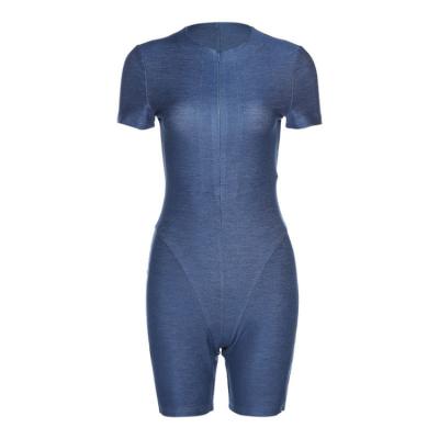 China Latest Design QUICK DRY Summer Women Casual Overalls Short Sleeve One Piece Zipper Rompers Outdoor Wear for sale