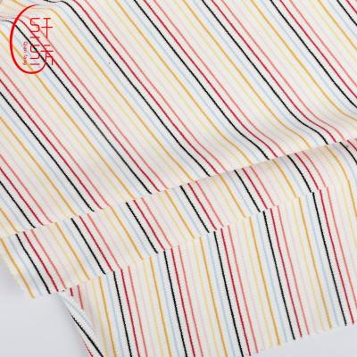 China Shrink-Resistant Cotton Colored Yarn Dyed 2*2 Ribbed Knitting Cotton Fabric For Down Based Shirt for sale