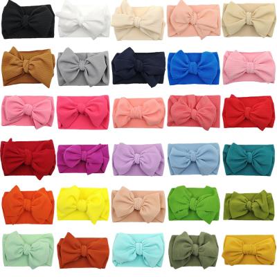 China European and American style kids PRETTY newly Macarons hair turban headband baby hair accessories big wide bow nylon headwear headbands for sale