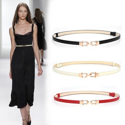 China Fashion 2cm Convenient Slim Ladies Dressing Red Khaki PU Leather Dress Waistbands Designer Belts For Women for sale