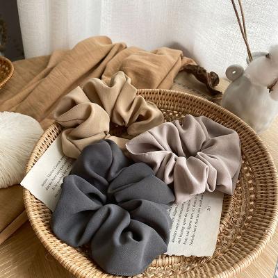 China Designer 2021 Oversized LUXURY High Quality Plain Hair Scrunchies Color Satin Hair Accessories Cotton Scrunchies For Women for sale