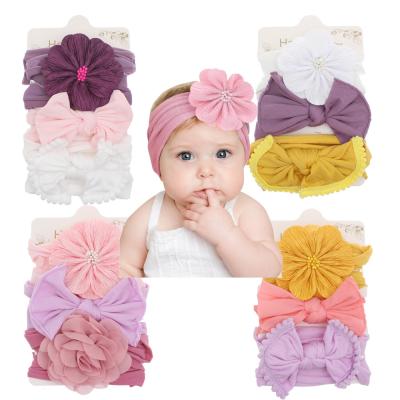 China LOVELY Fashionable 3pcs Set Baby Bunny Ears Knot Headband Hair Band Nylon Toddler Turban Headbands Baby Headband Sets for sale