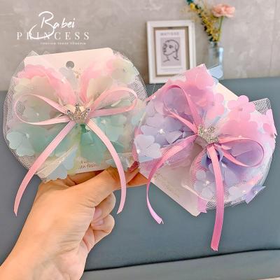 China PRETTY Eco-friendly SOFT Fairy Hair Clips Butterly Mesh Hair Clip Flower Organza Crown Hair Clips Hair Clips For Girls for sale