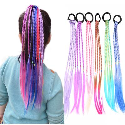 China PRETTY Cheap Children's Colorful Gradient Color Twist Braid Rope Soft For Girl Wig Hair Accessories Elastic Hair Tie for sale