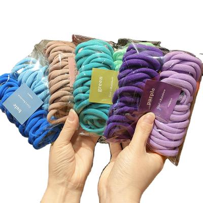 China PRETTY 50Pcs/set Women's Baby Hair Elastic Rope Kids Hair Band Accessories Candy Color Rubber Band Cute Simple Hair Ties for sale