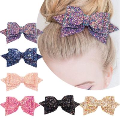 China LOVELY 5 Inch Kids Hair Gills Hair Accessories Muti-color Glitter Soft Bow Platypus Handmade Hair Clips for sale