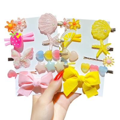 China LOVELY Newly Cute Soft Cute Shell Shaped Color Hairgrips Bow Clips 9pcs/set Sea Shell Baby Hair Clips Set For Kids for sale