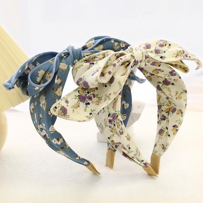 China 2021whole sale large bow knot headband floral designs flower headbands elegant custom tropical fabric headband for sale