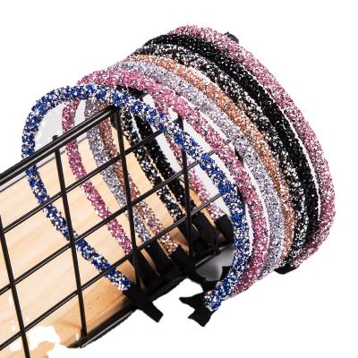 China Elegant Colorful Sparkle Full Frame Glitter Bling Bling Acrylic Thin Rhinestone Luxury Wedding Hairband Headband for sale