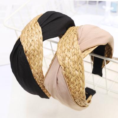 China Fashion Women New Fashion Summer Season Headbands Tropical Hair Accessories Straw Weaving Braided Head Bands for sale