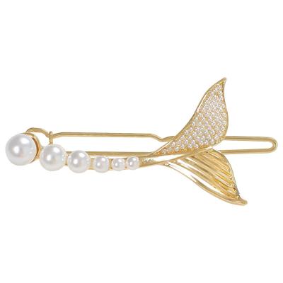 China PRETTY Korea Pearl Hair Clip Mermaid Rhinestone Hair Clip Designer Popular Fishtail Hair Clips For Women Girl for sale