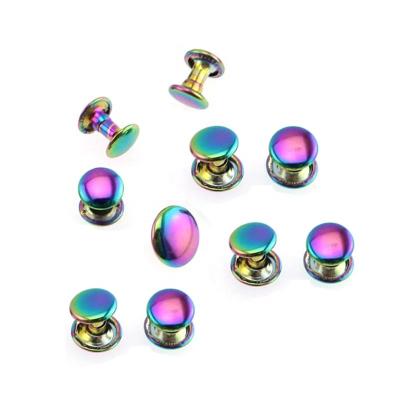 China Garment Rainbow Brass Head Double Rivet Studs Bag And Clothes Accessories for sale