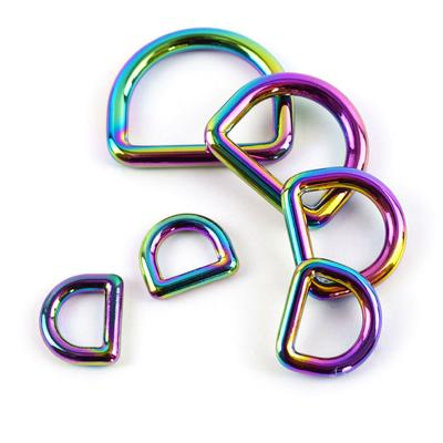 China Seamless Metal Clasp Bag Strap Rings D Ring Buckle Webbing Backpack Hook Rainbow Purse or Luggage for sale