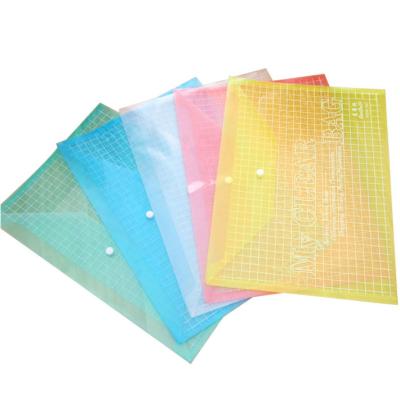 China Office Customized Cheap Waterproof Plastic Bag Snap Button Envelope Button Bag Clear PP PVC A4 A5 Size Clear Document Bags for sale