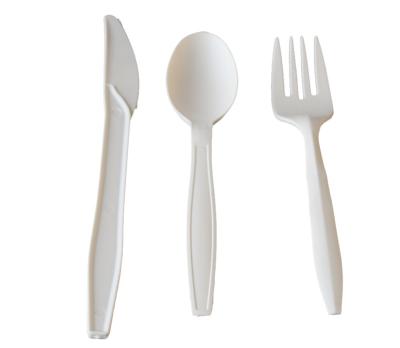 China 2021 Popular Custom Reusable Cornstarch Forks Biodegradable Compostable Spoon Cutlery Set for sale