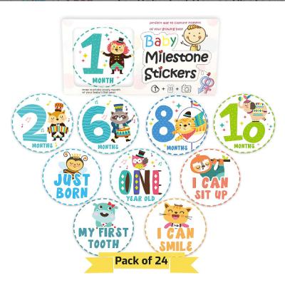 China Waterproof+Eco-friendly Customized Baby 24pcs Sticker Newborn Monthly Baby Milestone Popular Monthly Sticker for sale