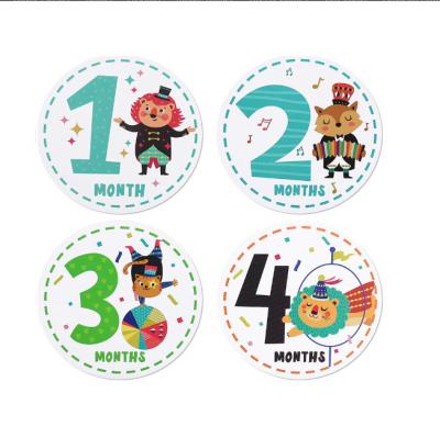 China Waterproof+Eco-friendly Custom 1-12month Customized Monthly Baby Milestone Stickers Printed for Newborn Baby Photo Props Shower Gifts for sale