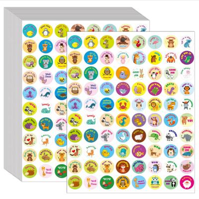 China Recyclable Custom Cheap Motivational Cute Cartoons Small Reward Sticker Foil Sticker Logo Decorative Sticker Animals For School,Teacher for sale