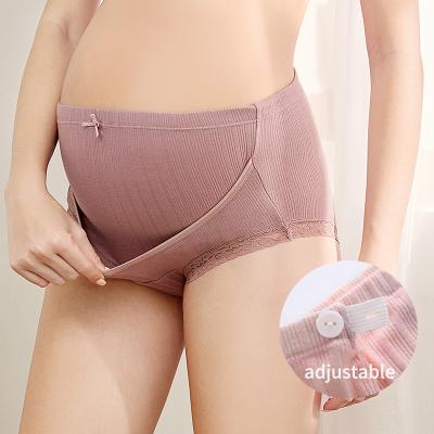 China Custom Logo High Quality Organic Cotton Antibacterial Plus Size Underwear Pregnant Women Adjustable Maternity Panties With Box for sale