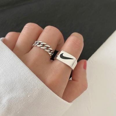 China Hot Sale CLASSIC 925 Sterling Silver Chunky Couple Ring Jewelry Women's Fashionable Adjustable Open Rings 18K White Gold for sale