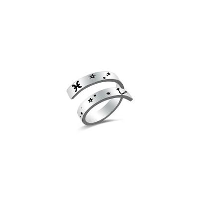 China High Quality CLASSIC Constellation Ring Horoscope Ring 316L Stainless Steel Zodiac Sign Adjustable Ring for sale