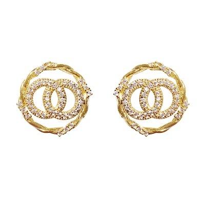 China Wholesale Cute Letter Crystal GG Circle Earrings Shape Gold Plated Stud Earrings For Women Jewelry for sale