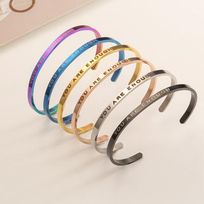 China CLASSIC Custom Name Letter Couples Cuff Bracelet Luxury Gold Plated Designer Stainless Steel Cuff Bracelet for sale