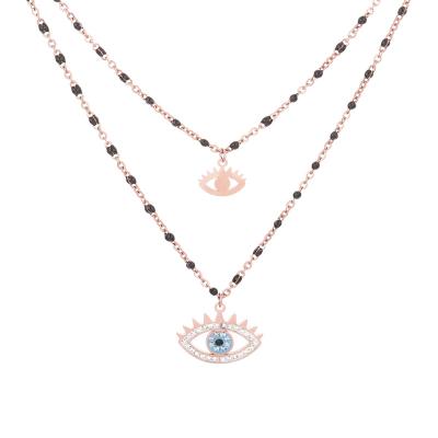 China Fashion Hotsale Qulity Devil's Eye Blue Cubic Crystal Charm Pendant Necklace For Women Necklace Jewelry 2021 for sale