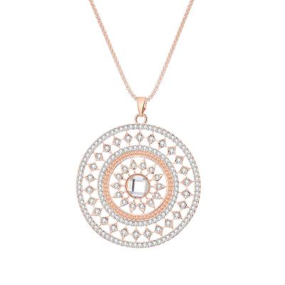 China Fashion Wholesale Round Pendant Necklace For Women Clear Zircon Fashion Necklace Jewelry 2021 for sale