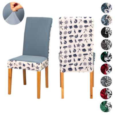 China Durable Soft Spandex Fit Stretch Short Dining Chair Covers Printed Pattern Chair Protector Slipcover For Home Party for sale