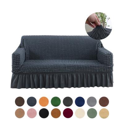 China 1-4 Setaer 2022 Best Selling 3 Seater Sofa Skirt Cover High Quality Solid Spandex Jacquard Stretch Elastic Slipcover For 3 Set Sofa Cover for sale