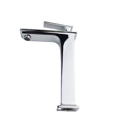 China 2021OEM Faucets New European Style Luxury High Handle Diamond Shaped Counter Metered With Black Brass Hot And Cold Bath Sink Faucet for sale