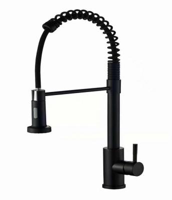 China Zinc Alloy Matte Black Water Tap High Quality Single Hole Sink Faucet Sense Faucets Pull Out Kitchen Faucets With Pull Down Sprayer for sale